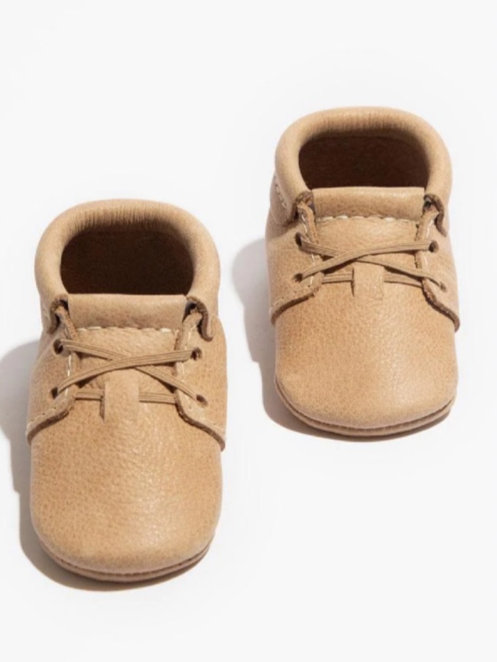 Freshly Picked Tan Leather Baby Moccasins in Box